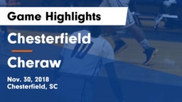 Chesterfield  vs Cheraw  Game Highlights - Nov. 30, 2018