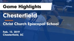 Chesterfield  vs Christ Church Episcopal School Game Highlights - Feb. 12, 2019