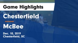 Chesterfield  vs McBee Game Highlights - Dec. 10, 2019