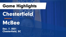 Chesterfield  vs McBee Game Highlights - Dec. 7, 2021