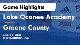 Lake Oconee Academy vs Greene County  Game Highlights - Jan. 11, 2020