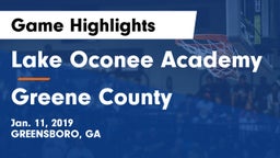 Lake Oconee Academy vs Greene County  Game Highlights - Jan. 11, 2019