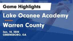 Lake Oconee Academy vs Warren County  Game Highlights - Jan. 18, 2020