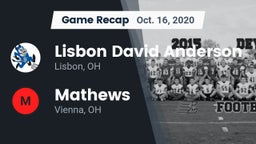 Recap: Lisbon David Anderson  vs. Mathews  2020