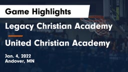 Legacy Christian Academy vs United Christian Academy Game Highlights - Jan. 4, 2022