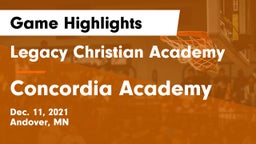 Legacy Christian Academy vs Concordia Academy Game Highlights - Dec. 11, 2021
