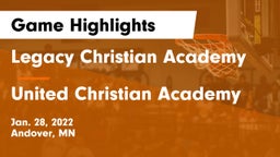 Legacy Christian Academy vs United Christian Academy Game Highlights - Jan. 28, 2022