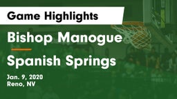 Bishop Manogue  vs Spanish Springs  Game Highlights - Jan. 9, 2020