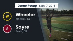 Recap: Wheeler  vs. Sayre  2018