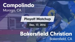 Matchup: Campolindo vs. Bakersfield Christian  2016