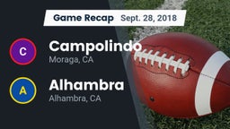 Recap: Campolindo  vs. Alhambra  2018