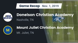 Recap: Donelson Christian Academy  vs. Mount Juliet Christian Academy  2019