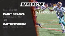 Recap: Paint Branch  vs. Gaithersburg  2016