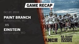 Recap: Paint Branch  vs. Einstein  2016