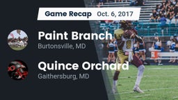 Recap: Paint Branch  vs. Quince Orchard  2017