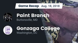 Recap: Paint Branch  vs. Gonzaga College  2018