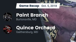 Recap: Paint Branch  vs. Quince Orchard  2018
