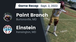 Recap: Paint Branch  vs. Einstein  2022