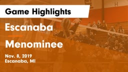 Escanaba  vs Menominee  Game Highlights - Nov. 8, 2019