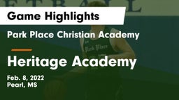 Park Place Christian Academy  vs Heritage Academy Game Highlights - Feb. 8, 2022