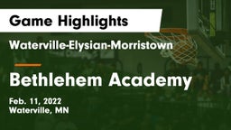 Waterville-Elysian-Morristown  vs Bethlehem Academy  Game Highlights - Feb. 11, 2022
