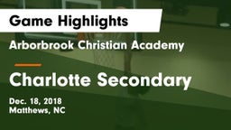 Arborbrook Christian Academy vs Charlotte Secondary Game Highlights - Dec. 18, 2018