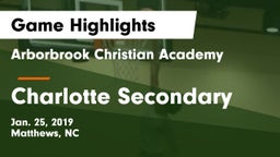 Arborbrook Christian Academy vs Charlotte Secondary Game Highlights - Jan. 25, 2019