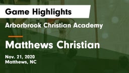 Arborbrook Christian Academy vs Matthews Christian Game Highlights - Nov. 21, 2020