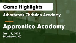 Arborbrook Christian Academy vs Apprentice Academy Game Highlights - Jan. 19, 2021