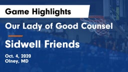 Our Lady of Good Counsel  vs Sidwell Friends  Game Highlights - Oct. 4, 2020