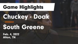 Chuckey - Doak  vs South Greene  Game Highlights - Feb. 4, 2022