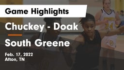 Chuckey - Doak  vs South Greene Game Highlights - Feb. 17, 2022