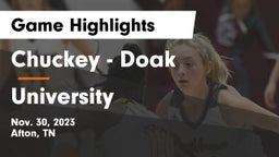 Chuckey - Doak  vs University  Game Highlights - Nov. 30, 2023
