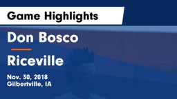 Don Bosco  vs Riceville Game Highlights - Nov. 30, 2018