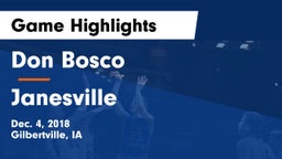 Don Bosco  vs Janesville  Game Highlights - Dec. 4, 2018