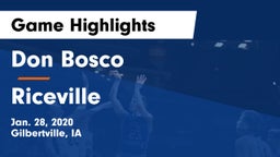 Don Bosco  vs Riceville Game Highlights - Jan. 28, 2020
