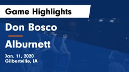 Don Bosco  vs Alburnett  Game Highlights - Jan. 11, 2020