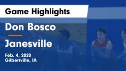 Don Bosco  vs Janesville  Game Highlights - Feb. 4, 2020