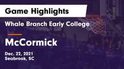 Whale Branch Early College  vs McCormick  Game Highlights - Dec. 22, 2021