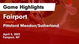 Fairport  vs Pittsford Mendon/Sutherland Game Highlights - April 5, 2022