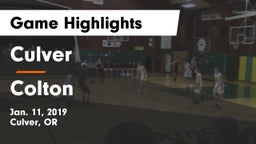 Culver  vs Colton  Game Highlights - Jan. 11, 2019