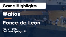 Walton  vs Ponce de Leon Game Highlights - Jan. 31, 2019