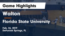 Walton  vs Florida State University Game Highlights - Feb. 26, 2019
