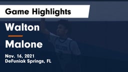 Walton  vs Malone Game Highlights - Nov. 16, 2021
