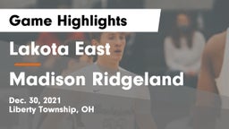 Lakota East  vs Madison Ridgeland Game Highlights - Dec. 30, 2021