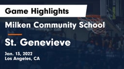 Milken Community School vs St. Genevieve  Game Highlights - Jan. 13, 2022