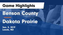 Benson County  vs Dakota Prairie  Game Highlights - Jan. 5, 2019