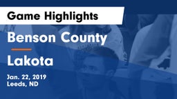 Benson County  vs Lakota  Game Highlights - Jan. 22, 2019