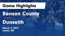 Benson County  vs Dunseith  Game Highlights - March 4, 2019