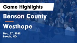 Benson County  vs Westhope  Game Highlights - Dec. 27, 2019
